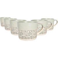 Nicola Spring 6x Ceramic Dipped Dash Coffee Mugs - 475ml Black Stoneware Coffee Cups in Grey