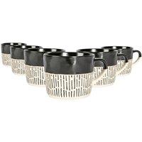 Nicola Spring 6x Ceramic Dipped Dash Coffee Mugs - 475ml Black Stoneware Coffee Cups