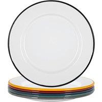 Argon Tableware 25.5cm White Enamel Dinner Plates Set - 6 Colours