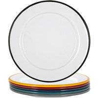 Argon Tableware 20cm White Enamel Side Plates Set - 6 Colours