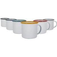 Argon Tableware White Enamel Mugs - 375ml - 6 Colours