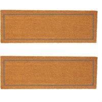 Nicola Spring Coir Door Mats - 120 x 40cm - Grey Inset - Set of 2 in Brown | Size: 40 cm x 120 cm