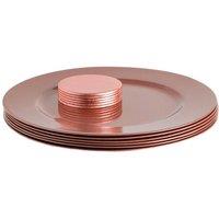 Argon Tableware 12pc Metallic Charger Plates & Coasters Set - Reusable Table Placemats in Rose Gold