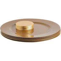 Argon Tableware 12pc Metallic Charger Plates & Coasters Set - Reusable Table Placemats in Gold