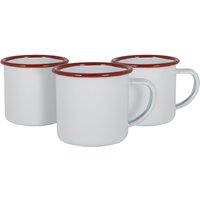 Argon Tableware 130ml Enamel Espresso Cups - Set of 12 Metal Drinking Mug Cup Set in Red