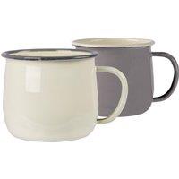 Argon Tableware Coloured Enamel Belly Mugs - 375ml - Grey/Cream