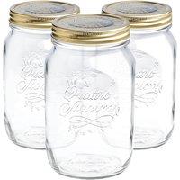 Bormioli Rocco Quattro Stagioni Glass Storage Jars 1 Litre Pack of 3 in Clear