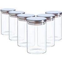 Argon Tableware Scandi Storage Jars with Metallic Lids - 1 Litre - Pack of 6 in Silver