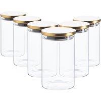 Argon Tableware Scandi Storage Jars with Metallic Lids - 1 Litre - Pack of 6 in Gold