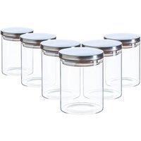Argon Tableware Scandi Storage Jars with Metallic Lids - 750ml - Pack of 6 in Silver