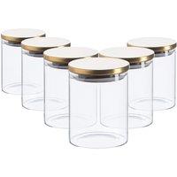 Argon Tableware Scandi Storage Jars with Metallic Lids - 750ml - Pack of 6 in Gold