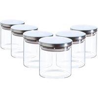 Argon Tableware Scandi Storage Jars with Metallic Lids - 550ml - Pack of 6 in Silver