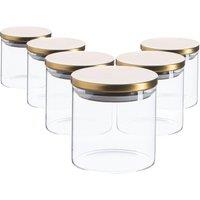 Argon Tableware Scandi Storage Jars with Metallic Lids - 550ml - Pack of 6 in Gold