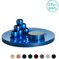 Argon Tableware 18 Piece Metallic Charger Plates Set in Blue