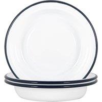 Argon Tableware White Enamel Deep Bowls 19cm Navy Pack of 6