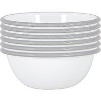 Argon Tableware 16cm White Enamel Bowls - Set of 6 in Grey