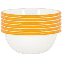 Argon Tableware 16cm White Enamel Bowls - Set of 6 in Yellow