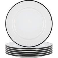 Argon Tableware 25.5cm White Enamel Dinner Plates - Set of 6 in Black