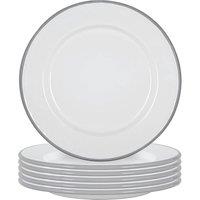 Argon Tableware 25.5cm White Enamel Dinner Plates - Set of 6 in Grey