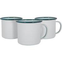 Argon Tableware White Enamel Mugs - 375ml - Pack of 6 in Green