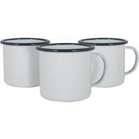 Argon Tableware White Enamel Mugs - 375ml - Pack of 6 in Navy