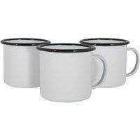 Argon Tableware White Enamel Mugs - 375ml - Pack of 6 in Black