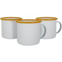 Argon Tableware White Enamel Mugs - 375ml - Pack of 6 in Yellow
