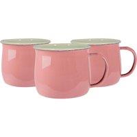 Argon Tableware Coloured Enamel Belly Mugs - 375ml - Pack of 6 in Pink