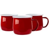 Argon Tableware Coloured Enamel Belly Mugs - 375ml - Pack of 6 in Red