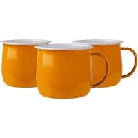 Argon Tableware Coloured Enamel Belly Mugs - 375ml - Pack of 6 in Yellow