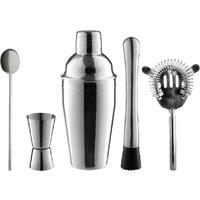 Rink Drink 5pc Manhattan Cocktail Shaker Set - Stainless Steel Mixology Bar Kit in Silver