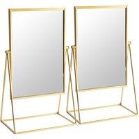 Harbour Housewares 2x 39cm Rectangle Makeup Mirrors - Dressing Table Tabletop Cosmetic Bathroom Mirror in Gold | Size: 2x 39 cm