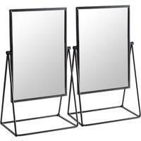Harbour Housewares 2x 39cm Rectangle Makeup Mirrors - Dressing Table Tabletop Cosmetic Bathroom Mirror in Black | Size: 2x 39 cm
