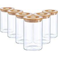 Argon Tableware Scandi Storage Jar with Wooden Lid 1 Litre Pack of 6 in Clear