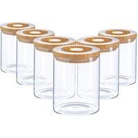 Argon Tableware Scandi Storage Jar with Wooden Lid 750ml Pack of 6 in Clear
