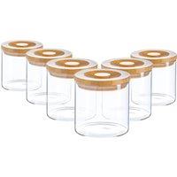 Argon Tableware Scandi Storage Jar with Wooden Lid 550ml Pack of 6 in Clear