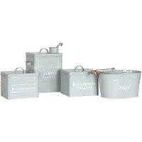 Harbour Housewares 4 Piece Vintage Metal Utility Canisters Set - Home Kitchen Storage Containers in Grey
