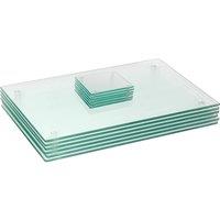 Harbour Housewares 12pc Glass Placemats & Square Coasters Set - 40 x 30cm Protection Mats in Clear | Size: 40 x 30 cm