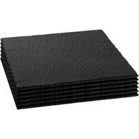 Argon Tableware Square Slate Placemats - 33cm - 6x Large Natural Black Stone Dining Table Dinner Serving Board Platter Place Mats Sets