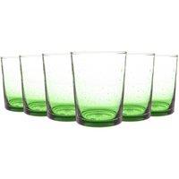 Nicola Spring Meknes 215ml Tumblers Hand-Blown Repurposed Moroccan Glasses Set of 6 in Green