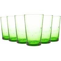 Nicola Spring Meknes 325ml Highball Hand-Blown Repurposed Moroccan Glasses Set of 6 in Green