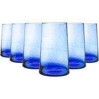 Nicola Spring Merzouga Repurposed Highball Glasses - 320ml - Pack of 6 in Blue