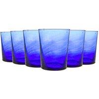 Nicola Spring Meknes 215ml Tumblers Hand-Blown Repurposed Moroccan Glasses Set of 6 in Blue