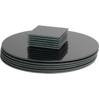 Harbour Housewares 12pc Round Glass Placemats & Square Coasters - 30cm Protection Mats in Black