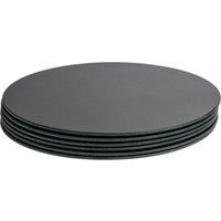 Harbour Housewares 6x Round Glass Placemats - 30cm - Dining Table Place Mats Protectors in Black
