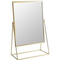 Harbour Housewares 50cm Rectangle Makeup Mirror - Dressing Table Tabletop Cosmetic Bathroom Mirror in Gold