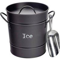 Harbour Housewares Ice Bucket with Scoop - Vintage Metal Bar Cooler Bucket Drinks Cooling Tin in Black