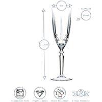 RCR Crystal 6x Orchestra Cut Glass Champagne Flutes Glasses Set - 200ml Glass Set in Clear