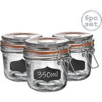 Argon Tableware 6x Glass Storage Jar & Labels Set - 350ml/12.3oz in Clear