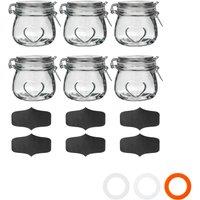 Nicola Spring Heart Glass Storage Jars with Labels - 500ml - Pack of 6 in Clear
